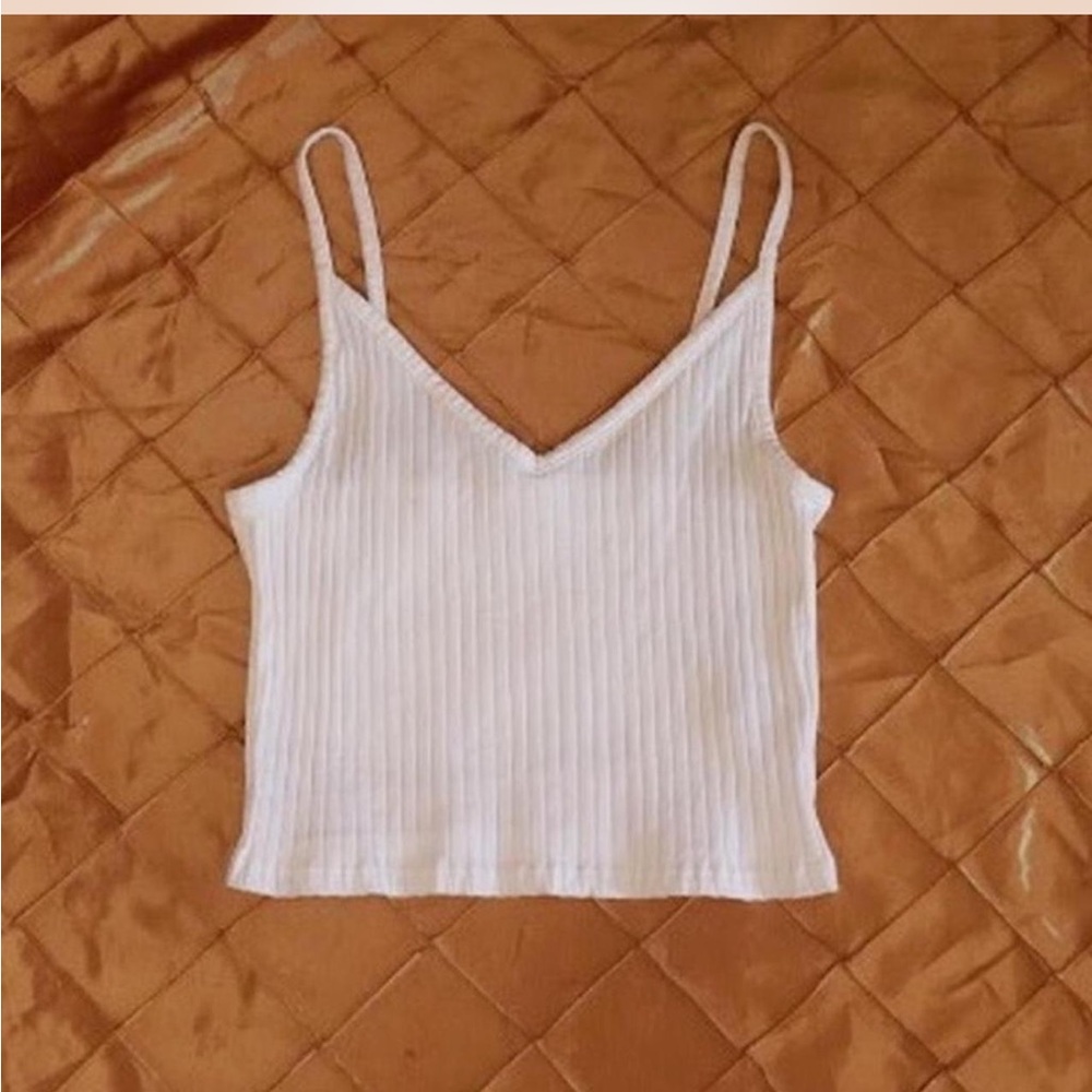 H&M White Ribbed Camisole Top